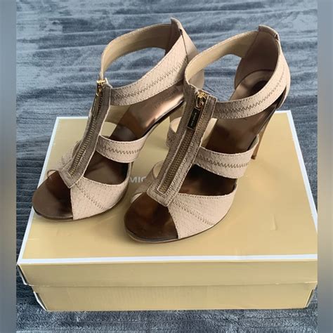 michael kors berkley t strap high block heel sandals|Michael Kors denim wedge sandals.